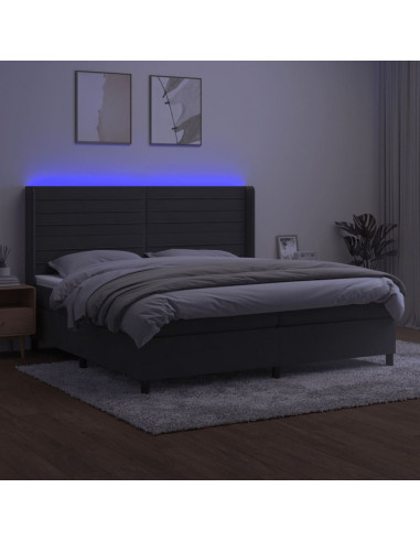 Letto a Molle con Materasso e LED Grigio Scuro 200x200 cm