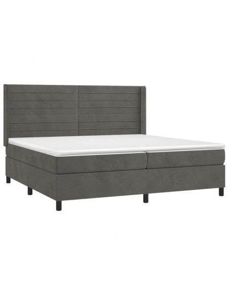 Letto a Molle con Materasso e LED Grigio Scuro 200x200 cm