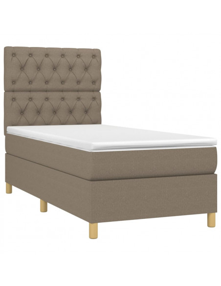 Letto a Molle con Materasso e LED Tortora 80x200 cm in Tessuto