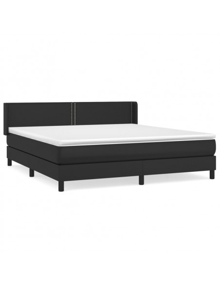 Giroletto a Molle con Materasso Nero 160x200 cm in Similpelle