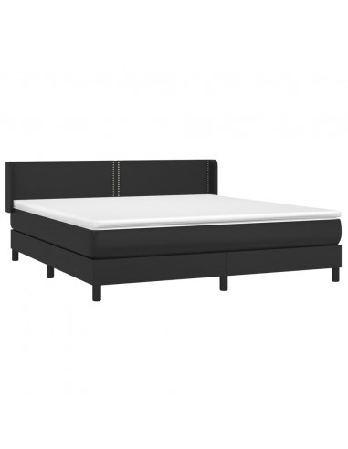 Giroletto a Molle con Materasso Nero 160x200 cm in Similpelle