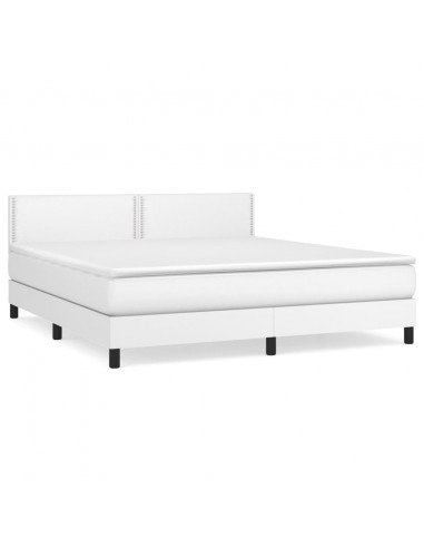 Giroletto a Molle con Materasso Bianco 160x200 cm in Similpelle