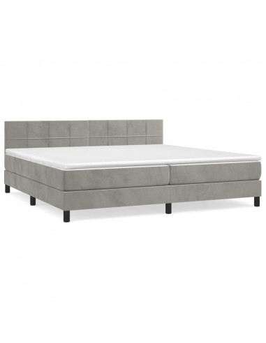 Giroletto a Molle con Materasso Grigio Chiaro 200x200cm Velluto