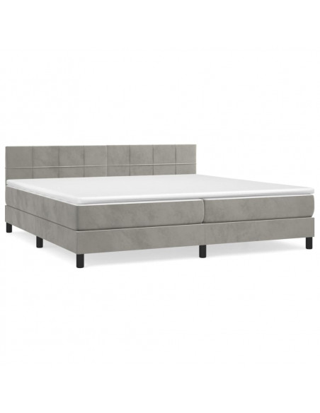Giroletto a Molle con Materasso Grigio Chiaro 200x200cm Velluto