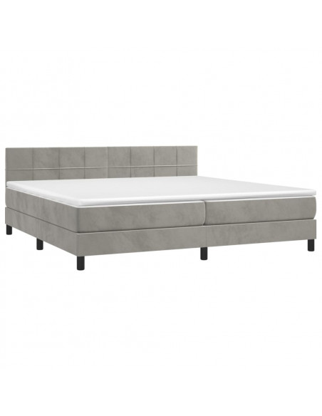 Giroletto a Molle con Materasso Grigio Chiaro 200x200cm Velluto