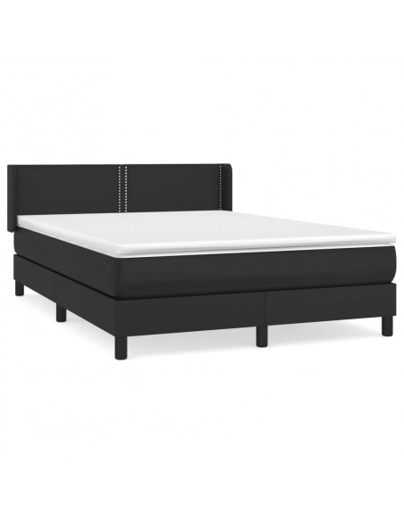 Giroletto a Molle con Materasso Nero 140x190 cm in Similpelle