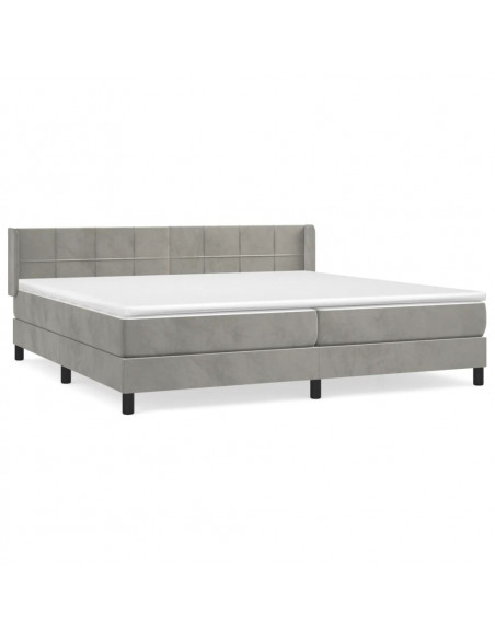 Giroletto a Molle con Materasso Grigio Chiaro 200x200cm Velluto