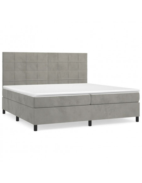 Giroletto a Molle con Materasso Grigio Chiaro 200x200cm Velluto