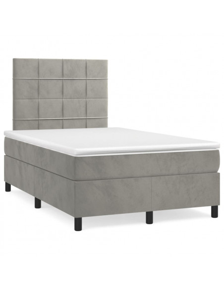 Giroletto a Molle con Materasso Grigio Chiaro 120x200cm Velluto