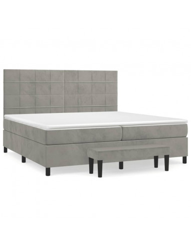 Giroletto a Molle con Materasso Grigio Chiaro 200x200cm Velluto