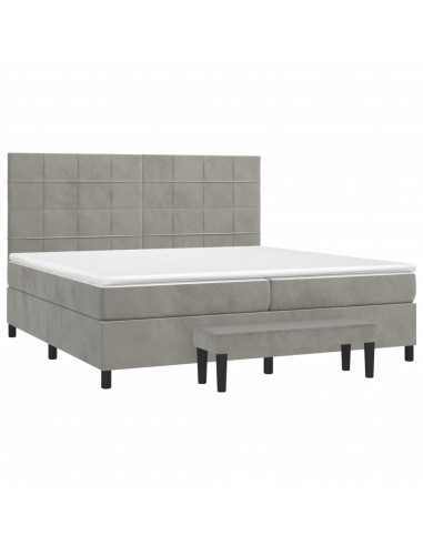 Giroletto a Molle con Materasso Grigio Chiaro 200x200cm Velluto