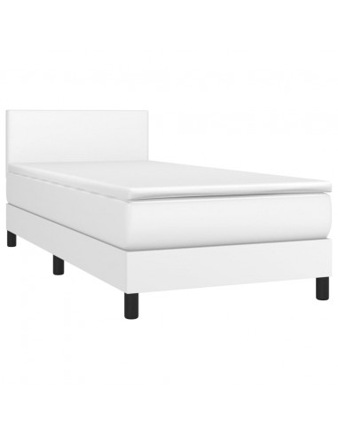 Giroletto a Molle con Materasso Bianco 100x200 cm in Similpelle