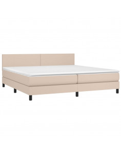 Giroletto Molle Materasso e LED Cappuccino 200x200cm Similpelle 2