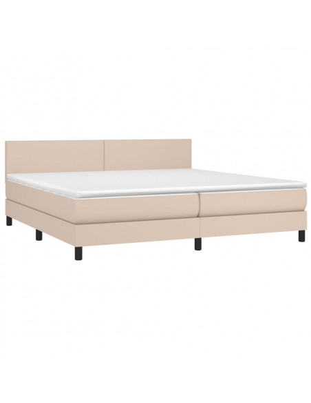 Giroletto Molle Materasso e LED Cappuccino 200x200cm Similpelle