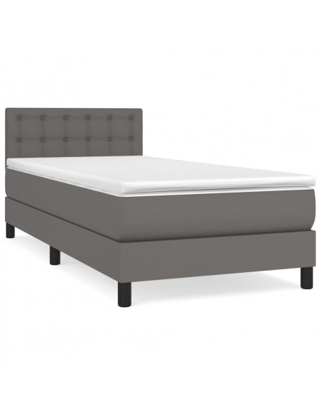 Giroletto a Molle con Materasso Grigio 100x200 cm in Similpelle