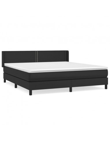 Giroletto a Molle con Materasso Nero 180x200 cm in Similpelle