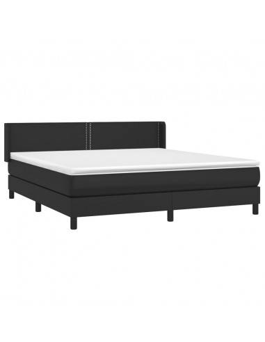 Giroletto a Molle con Materasso Nero 180x200 cm in Similpelle