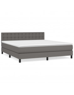 Giroletto a Molle con Materasso Grigio 160x200 cm in Similpelle 2