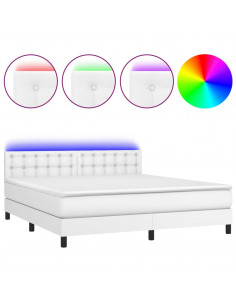 Giroletto Molle con Materasso e LED Bianco 180x200cm Similpelle 2