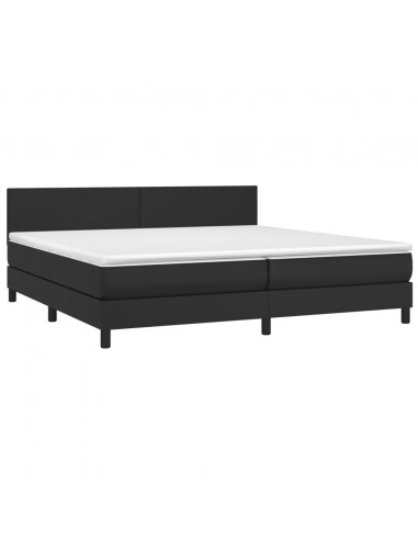 Giroletto a Molle con Materasso e LED Nero 200x200cm Similpelle