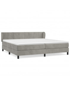 Giroletto a Molle con Materasso Grigio Chiaro 200x200cm Velluto 2