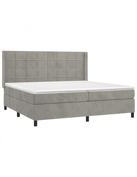 Giroletto a Molle con Materasso Grigio Chiaro 200x200cm Velluto