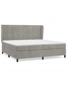 Giroletto a Molle con Materasso Grigio Chiaro 200x200cm Velluto 2