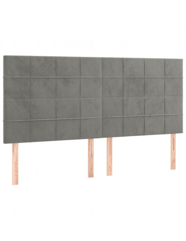 Giroletto a Molle con Materasso Grigio Chiaro 200x200cm Velluto