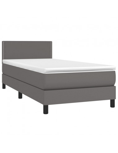 Giroletto Molle con Materasso e LED Grigio 90x190cm Similpelle