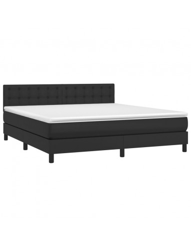 Giroletto a Molle con Materasso Nero 160x200 cm in Similpelle