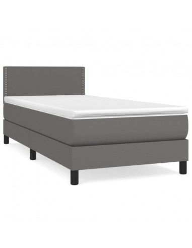 Giroletto a Molle con Materasso Grigio 90x190 cm in Similpelle