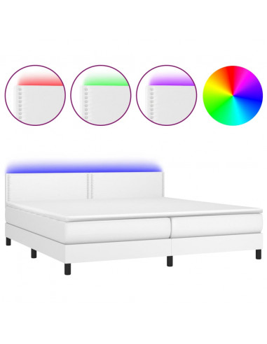 Giroletto Molle con Materasso e LED Bianco 200x200cm Similpelle