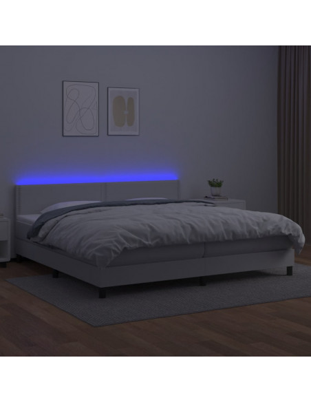 Giroletto Molle con Materasso e LED Bianco 200x200cm Similpelle
