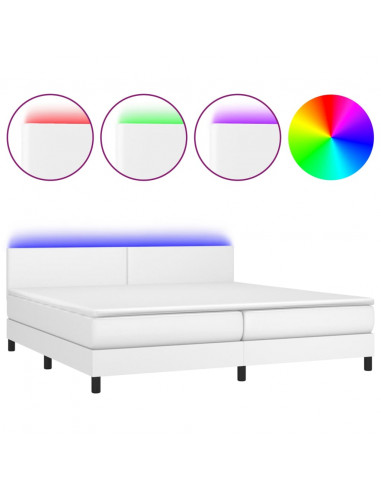 Giroletto Molle con Materasso e LED Bianco 200x200cm Similpelle