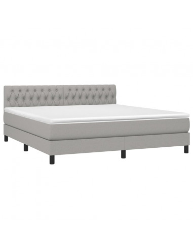 Letto a Molle Materasso e LED Grigio Chiaro 180x200 cm Tessuto