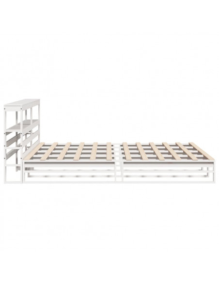 Giroletto con Testiera Bianco 200x200 cm Legno Massello di Pino