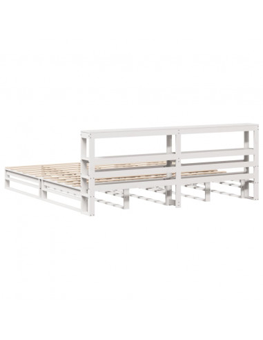 Giroletto con Testiera Bianco 200x200 cm Legno Massello di Pino