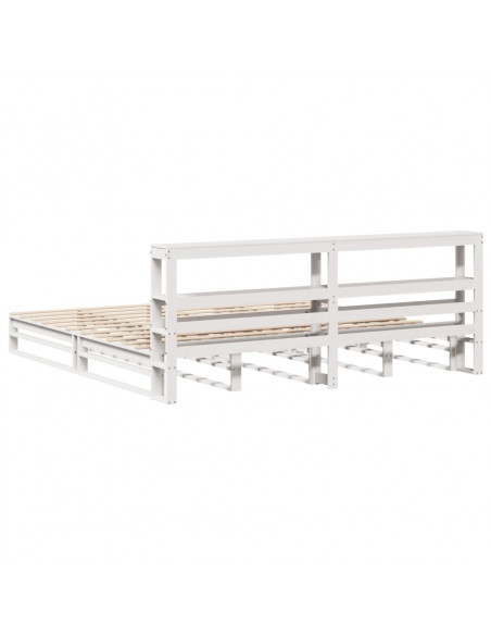 Giroletto con Testiera Bianco 200x200 cm Legno Massello di Pino