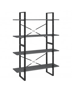 Libreria a 4 Ripiani Grigia 100x30x140 cm in Massello di Pino 2