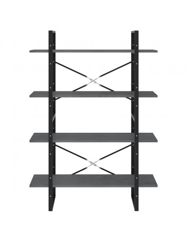 Libreria a 4 Ripiani Grigia 100x30x140 cm in Massello di Pino
