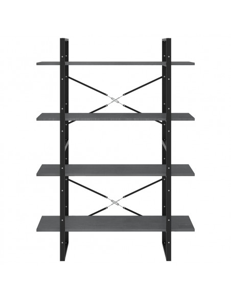 Libreria a 4 Ripiani Grigia 100x30x140 cm in Massello di Pino