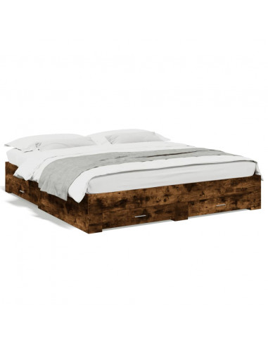 Giroletto con Cassetti Rovere Fumo 200x200 cm Legno Multistrato