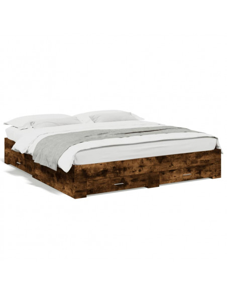 Giroletto con Cassetti Rovere Fumo 200x200 cm Legno Multistrato