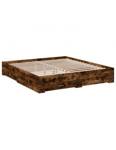 Giroletto con Cassetti Rovere Fumo 200x200 cm Legno Multistrato