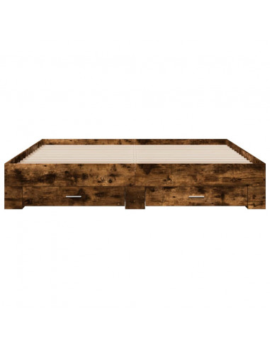 Giroletto con Cassetti Rovere Fumo 200x200 cm Legno Multistrato