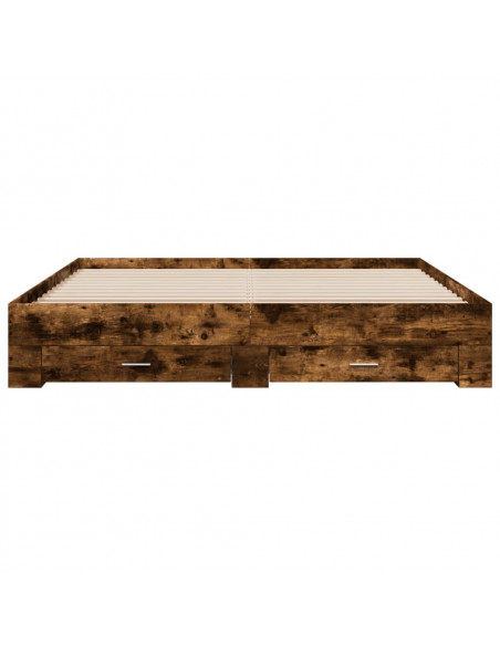 Giroletto con Cassetti Rovere Fumo 200x200 cm Legno Multistrato