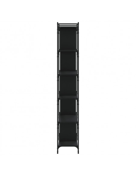Libreria Nera 6 Ripiani 76x32x192 cm Legno Multistrato