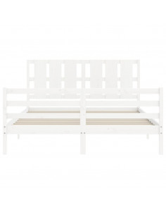 Giroletto con Testiera Bianco 160x200 cm Legno Massello 2