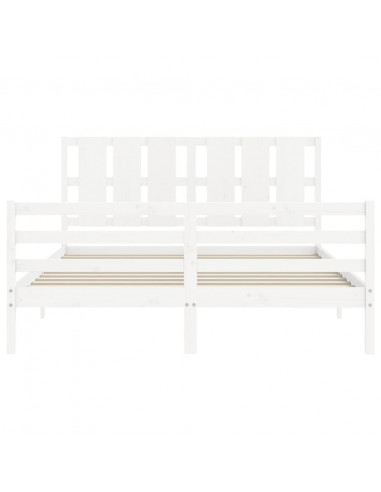 Giroletto con Testiera Bianco 160x200 cm Legno Massello