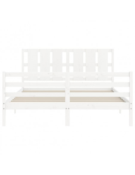 Giroletto con Testiera Bianco 160x200 cm Legno Massello